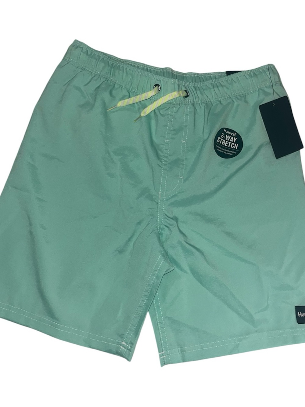 Hurley Boys Large  Mint Green Swim Trunks. NWT 2 Way Stretch Lined New